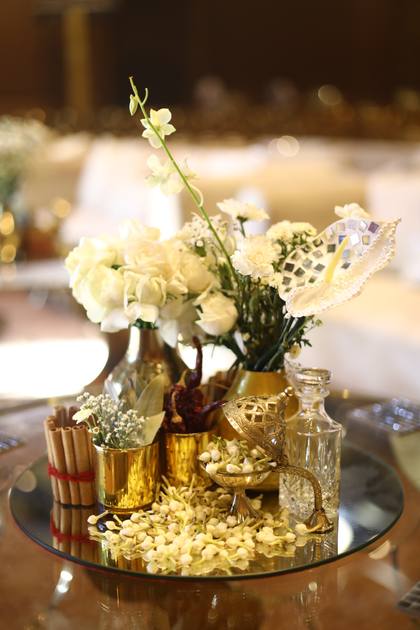 Tablescape and Floral detail — Sangeet decor — Alila Diwa Goa